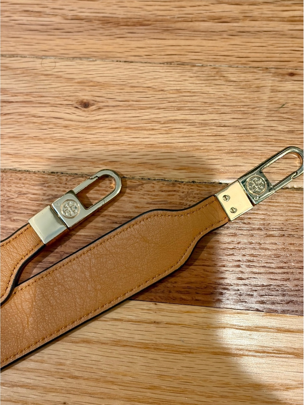 Tory Burch Cognac Tan Leather Replacement Shoulder Bag Strap Gold Logo 40” New